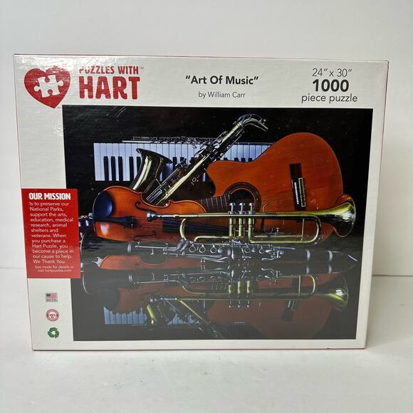 NEW Hart Puzzles Art Of Music William Carr 1000 Piece Puzzle 24x30 Trumpet Piano - Picture 6 of 6